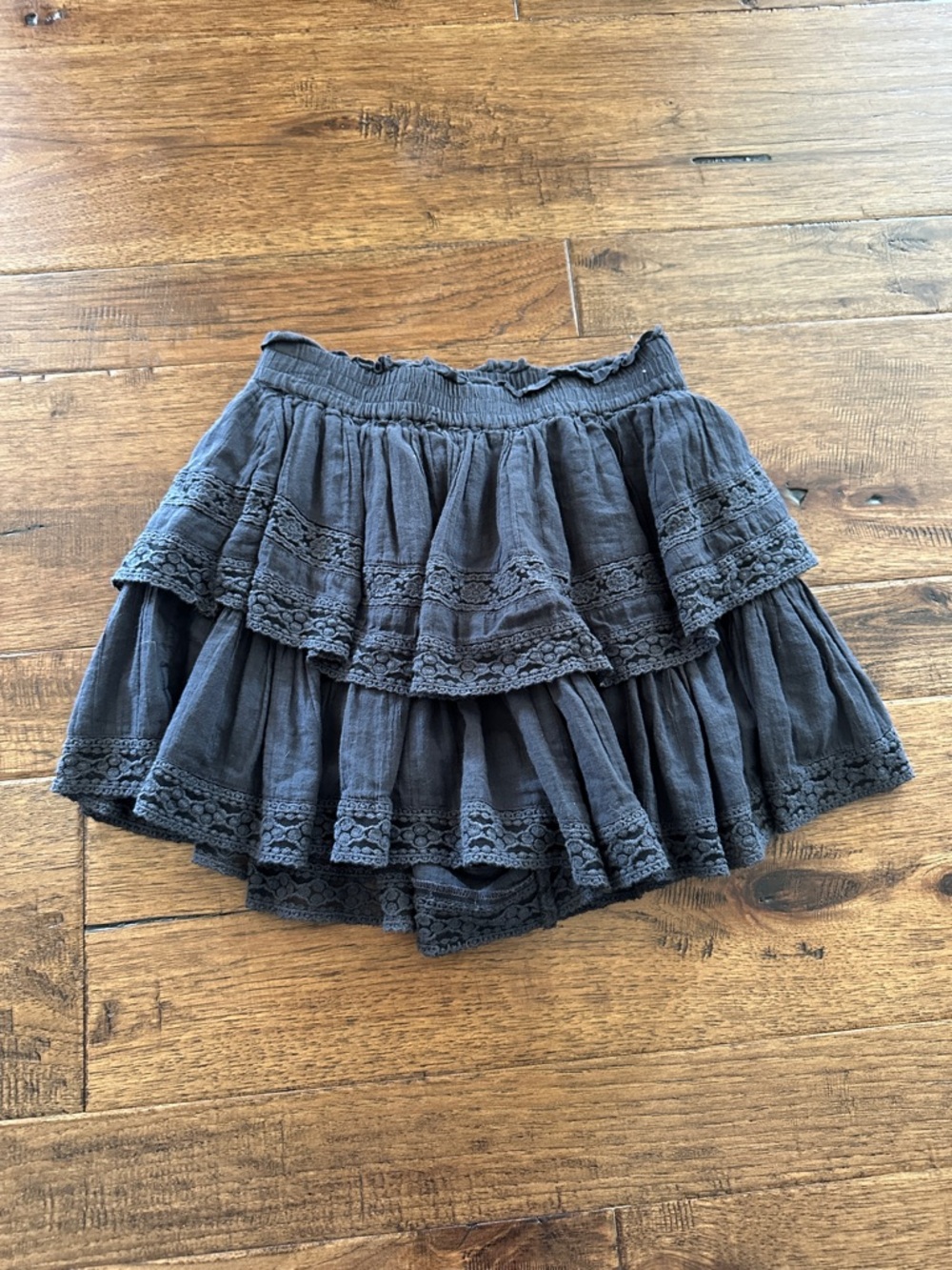 American Eagle Outfitters Black Tiered Lace Skater Skirt